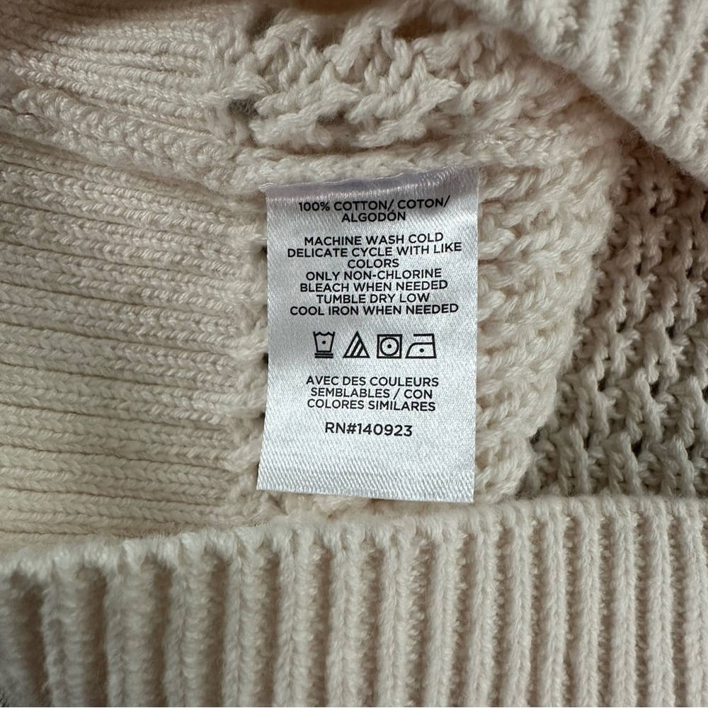 LOFT Cream Waffle Knit Hooded Sweater. Small. New. - Picture 5 of 8